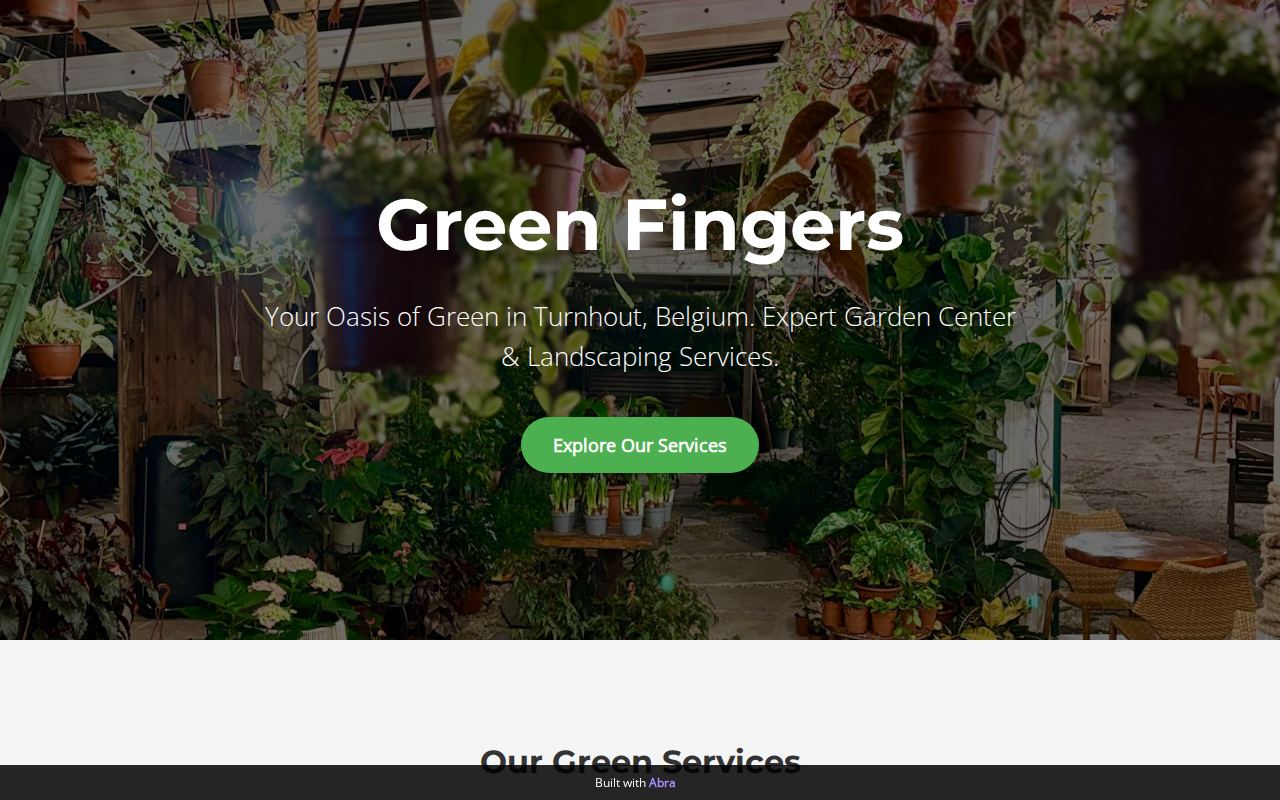 Website voor tuinier Green Fingers, gemaakt met Abra