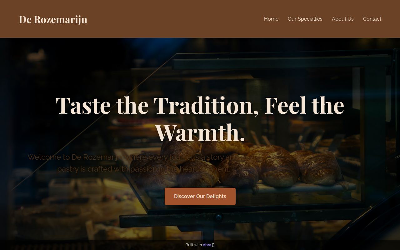 Website voor bakkerij De Rozemarijn, gemaakt met Abra